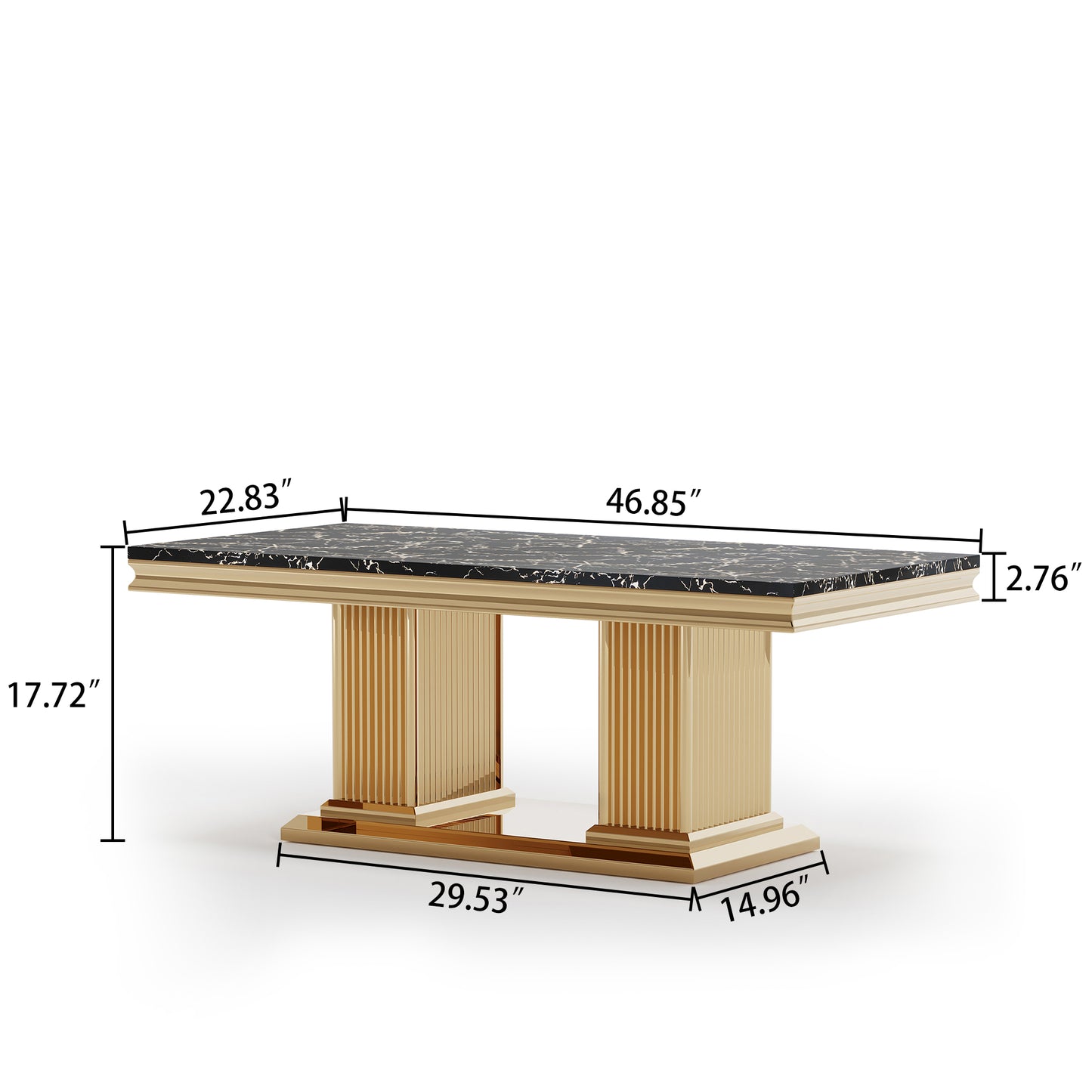47'' Luxury Living Room Center Table with Marble Top. handcrafted high quality