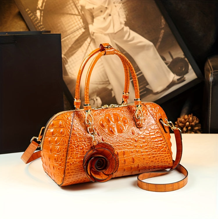 Luxury Top Handle Satchel, Crocodile leather Bag
