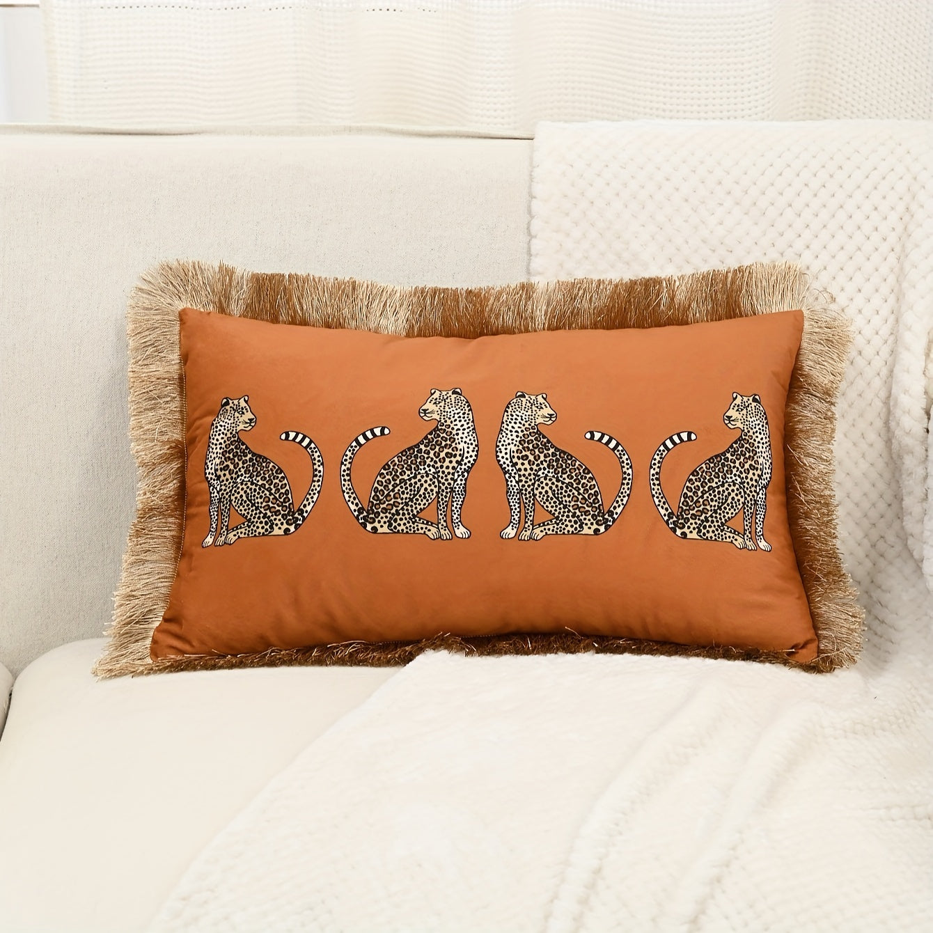 Luxury Meets Comfort: Elegant Dutch Leopard Throw Pillow
