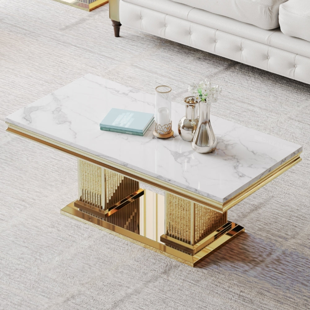 47'' Luxury Living Room Center Table with Marble Top. handcrafted high quality