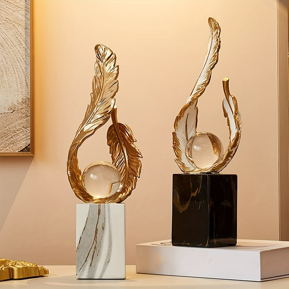 Luxe handcrafted Feather & Orb Sculpture
