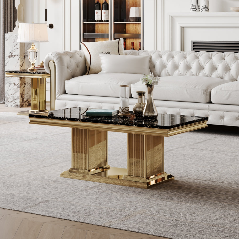 47'' Luxury Living Room Center Table with Marble Top. handcrafted high quality