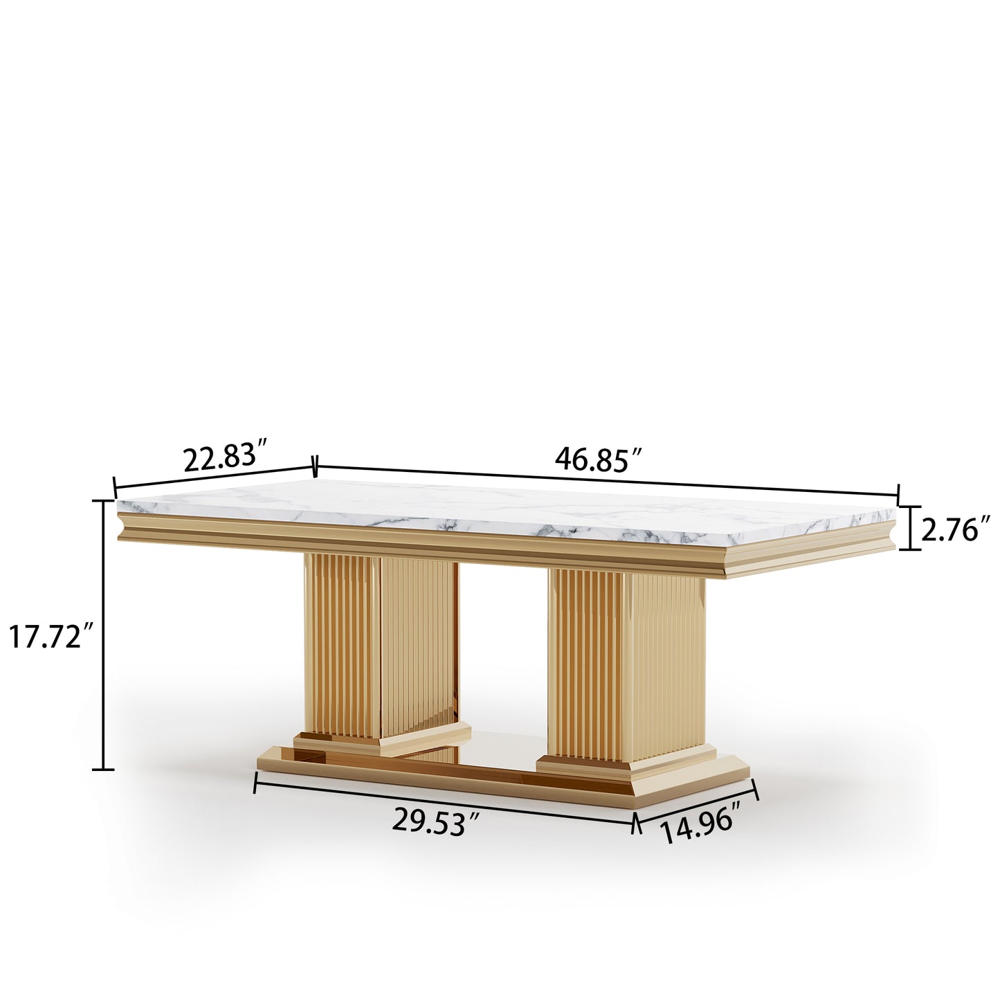 47'' Luxury Living Room Center Table with Marble Top. handcrafted high quality
