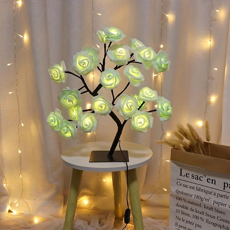Rose Flower Table Lamps - Romantic Fairy Lights with 24 LEDs