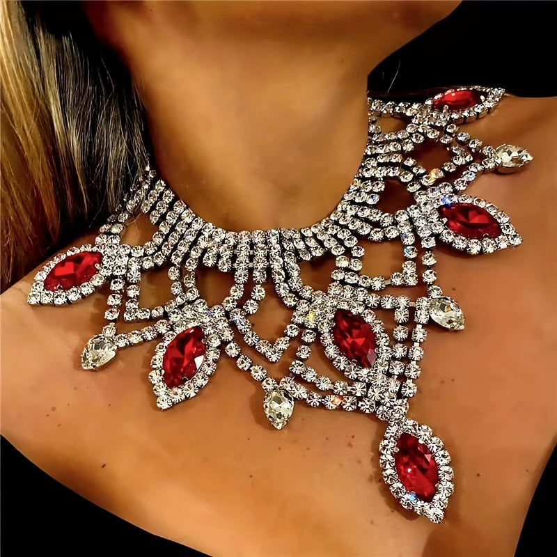 Vibrant Bohemian Crystal Rhinestone Necklace- Handcrafted Ethnic Charm Gold/Whitegold
