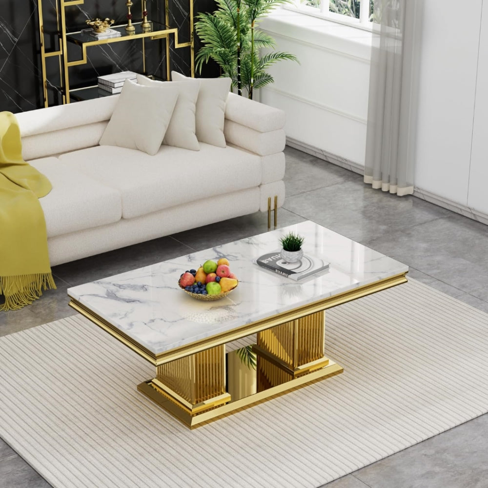 47'' Luxury Living Room Center Table with Marble Top. handcrafted high quality
