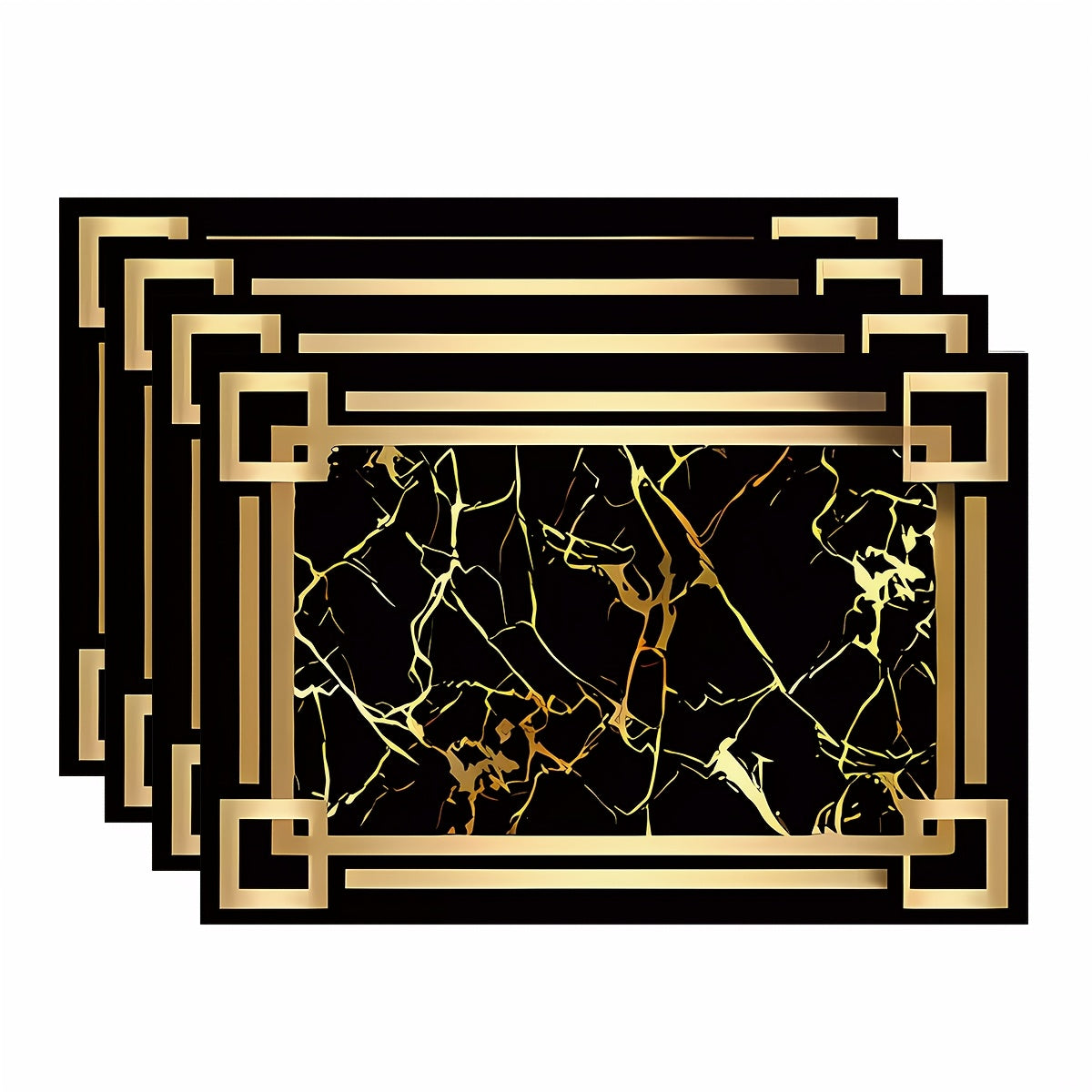 4pcs Luxe Black and Golden Marble Pattern Placemats