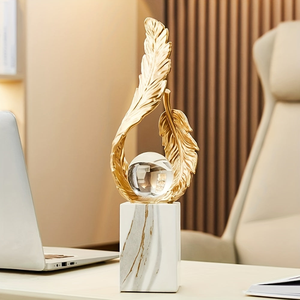 Luxe handcrafted Feather & Orb Sculpture