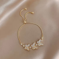 14K Gold Plated Butterfly Rhinestones Luxury Bracelet