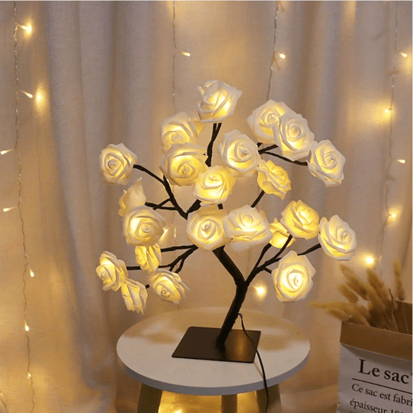 Rose Flower Table Lamps - Romantic Fairy Lights with 24 LEDs