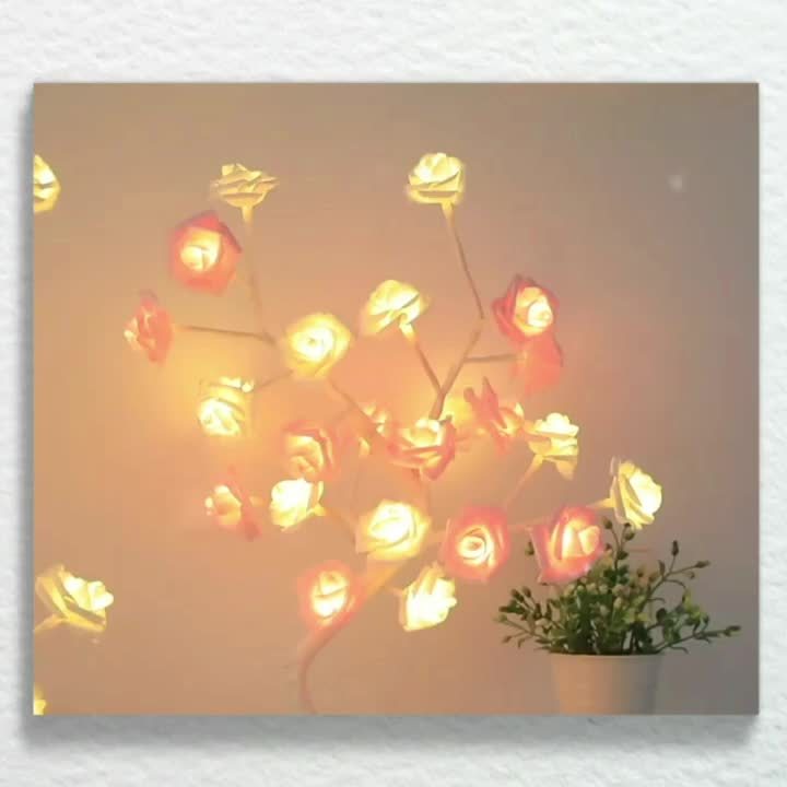 Rose Flower Table Lamps - Romantic Fairy Lights with 24 LEDs