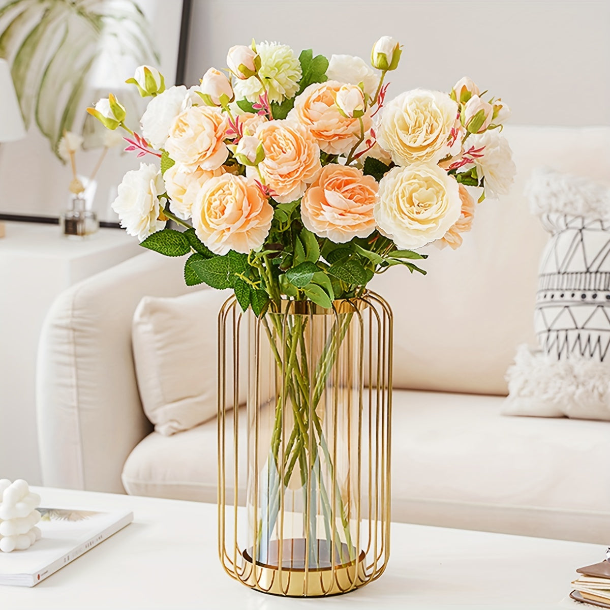 Exquisite Metal-Glass Vase Luxury Design Handcrafted Iron Art