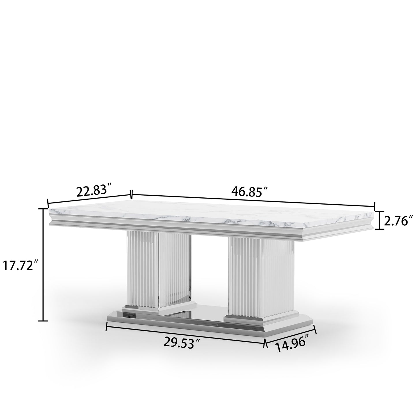 47'' Luxury Living Room Center Table with Marble Top. handcrafted high quality