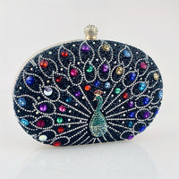 Peacock Rhinestone Clutch Purse -Handcrafted Luxury Beaded Evening Bag