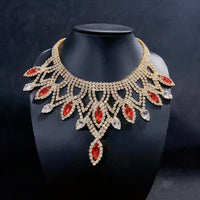 Vibrant Bohemian Crystal Rhinestone Necklace- Handcrafted Ethnic Charm Gold/Whitegold
