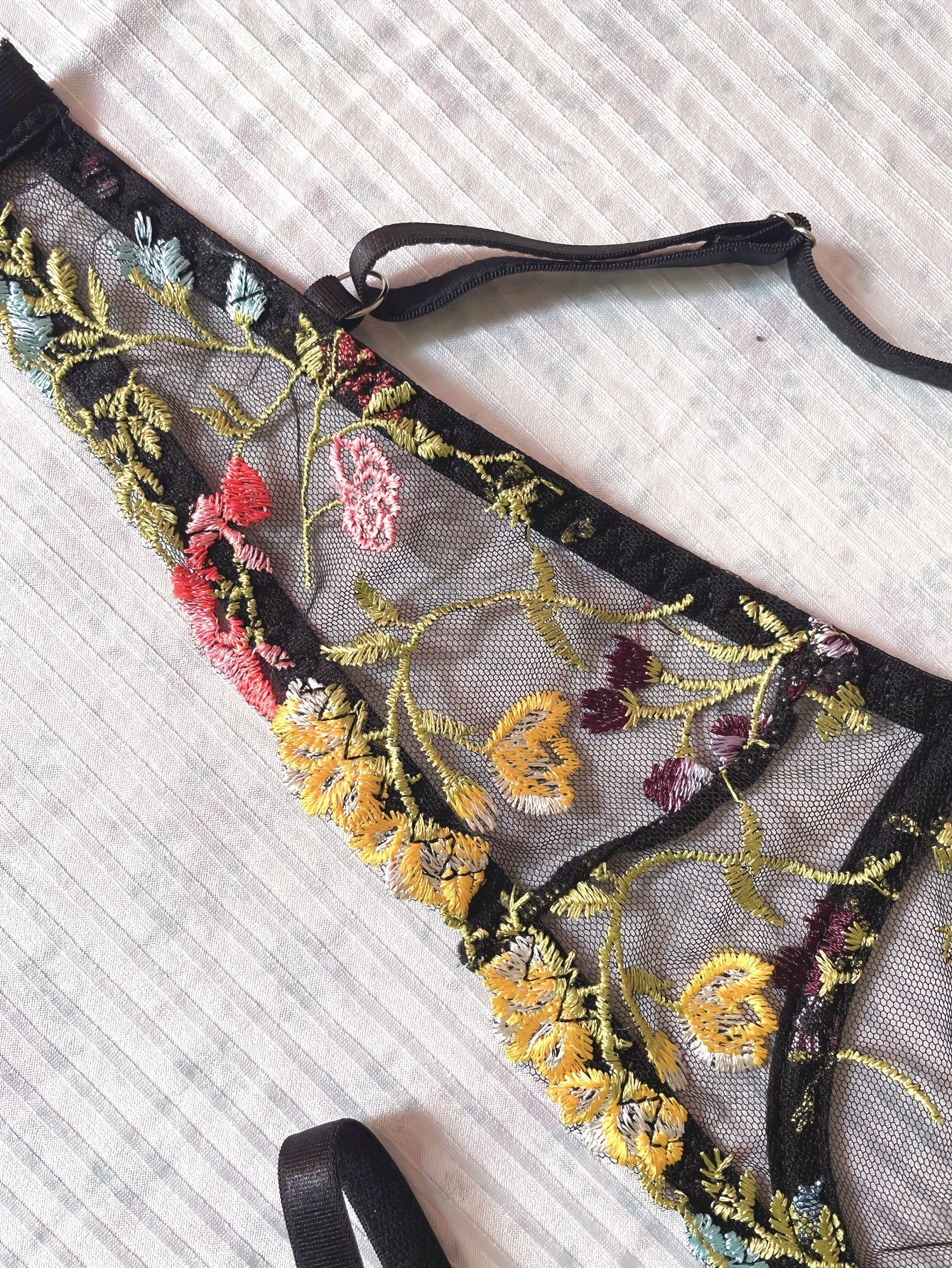 Romantic Luxury Floral Embroidery Lingerie Ensemble