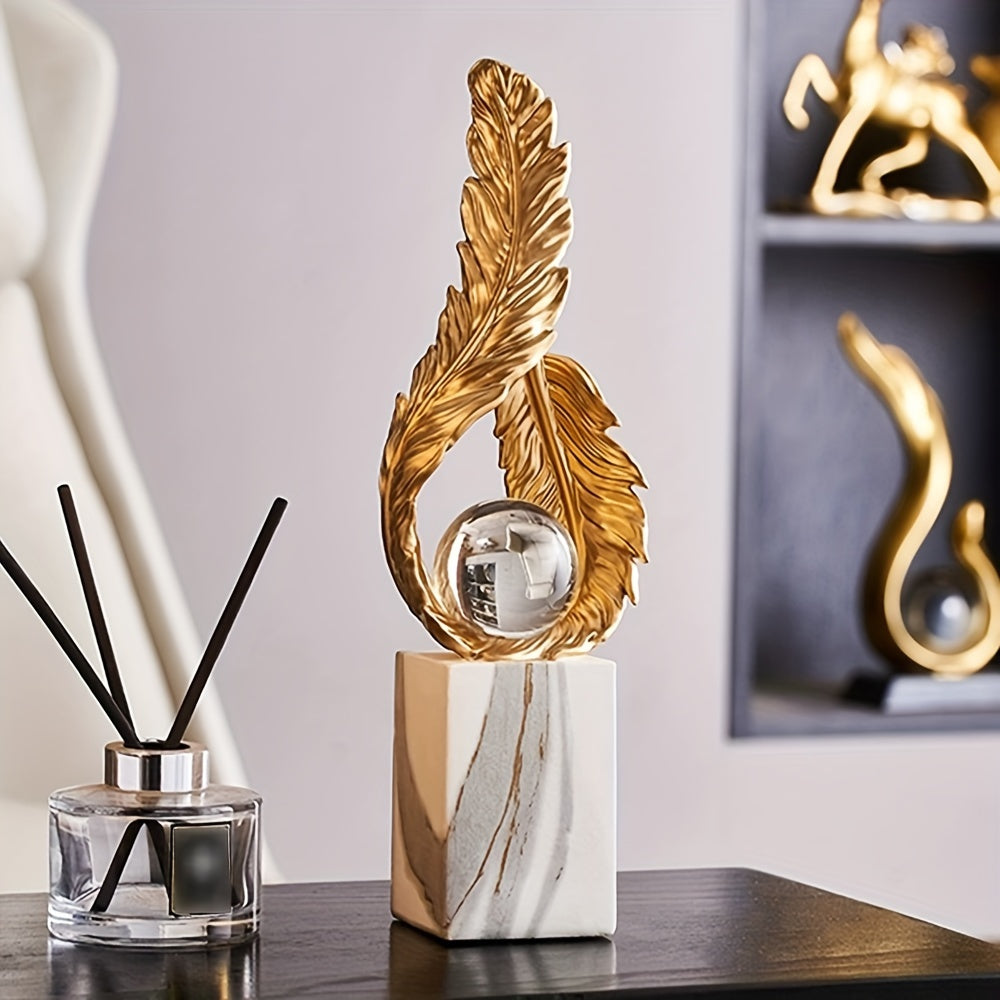Luxe handcrafted Feather & Orb Sculpture