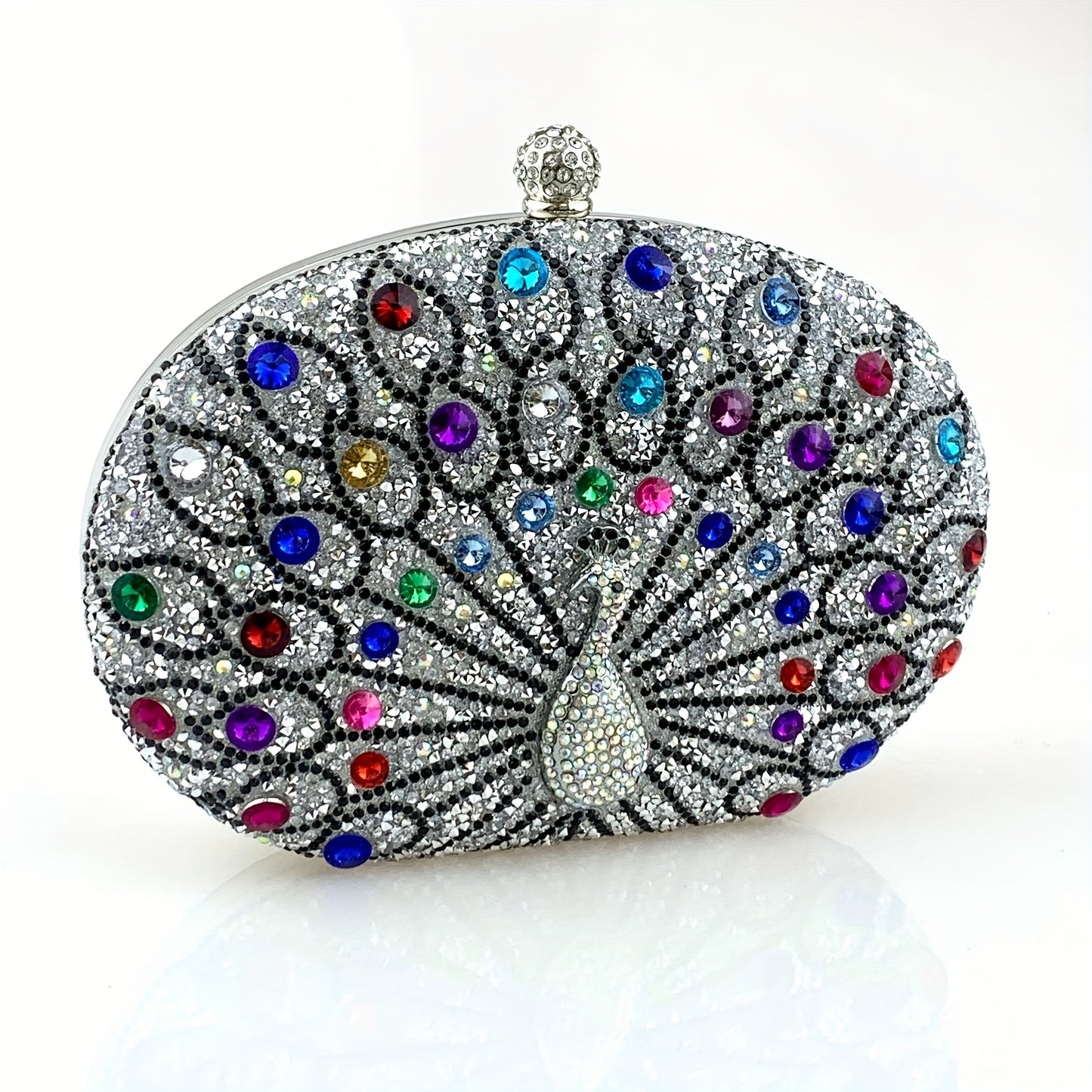 Peacock Rhinestone Clutch Purse -Handcrafted Luxury Beaded Evening Bag