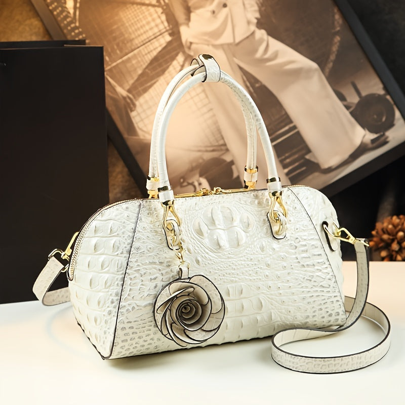 Luxury Top Handle Satchel, Crocodile leather Bag