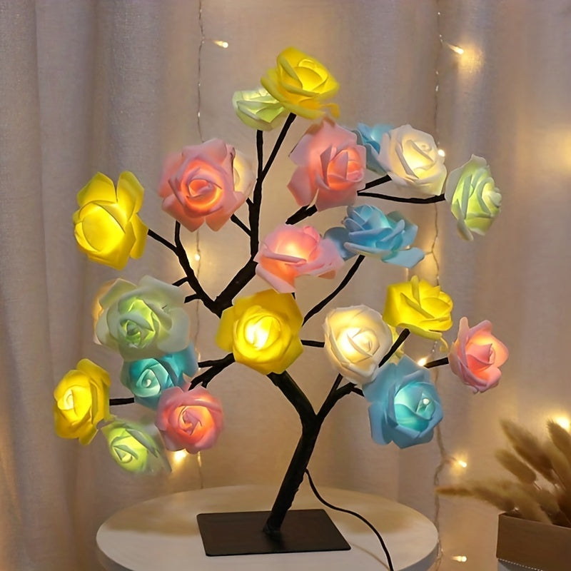 Rose Flower Table Lamps - Romantic Fairy Lights with 24 LEDs