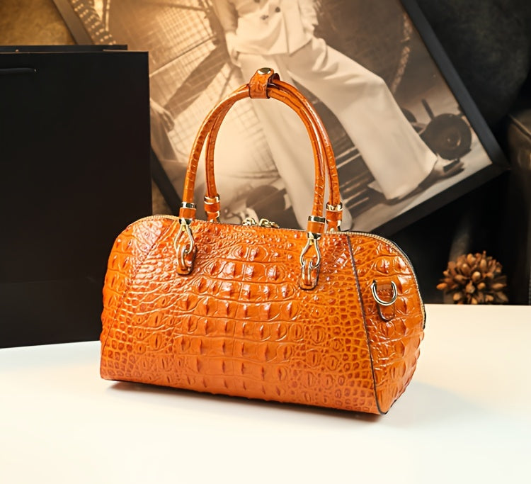 Luxury Top Handle Satchel, Crocodile leather Bag