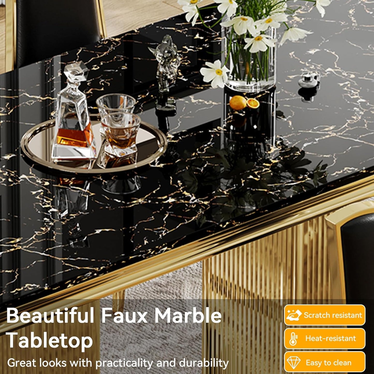 47'' Luxury Living Room Center Table with Marble Top. handcrafted high quality