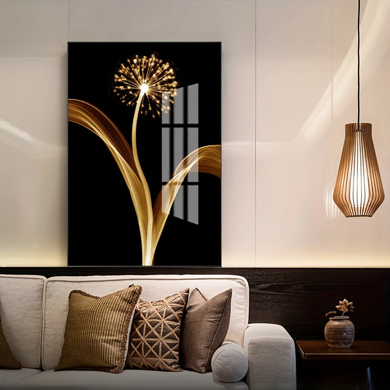 3pcs Golden Abstract Taraxacum Luxury Wall Art Canvas Painting