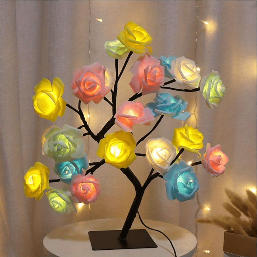 Rose Flower Table Lamps - Romantic Fairy Lights with 24 LEDs