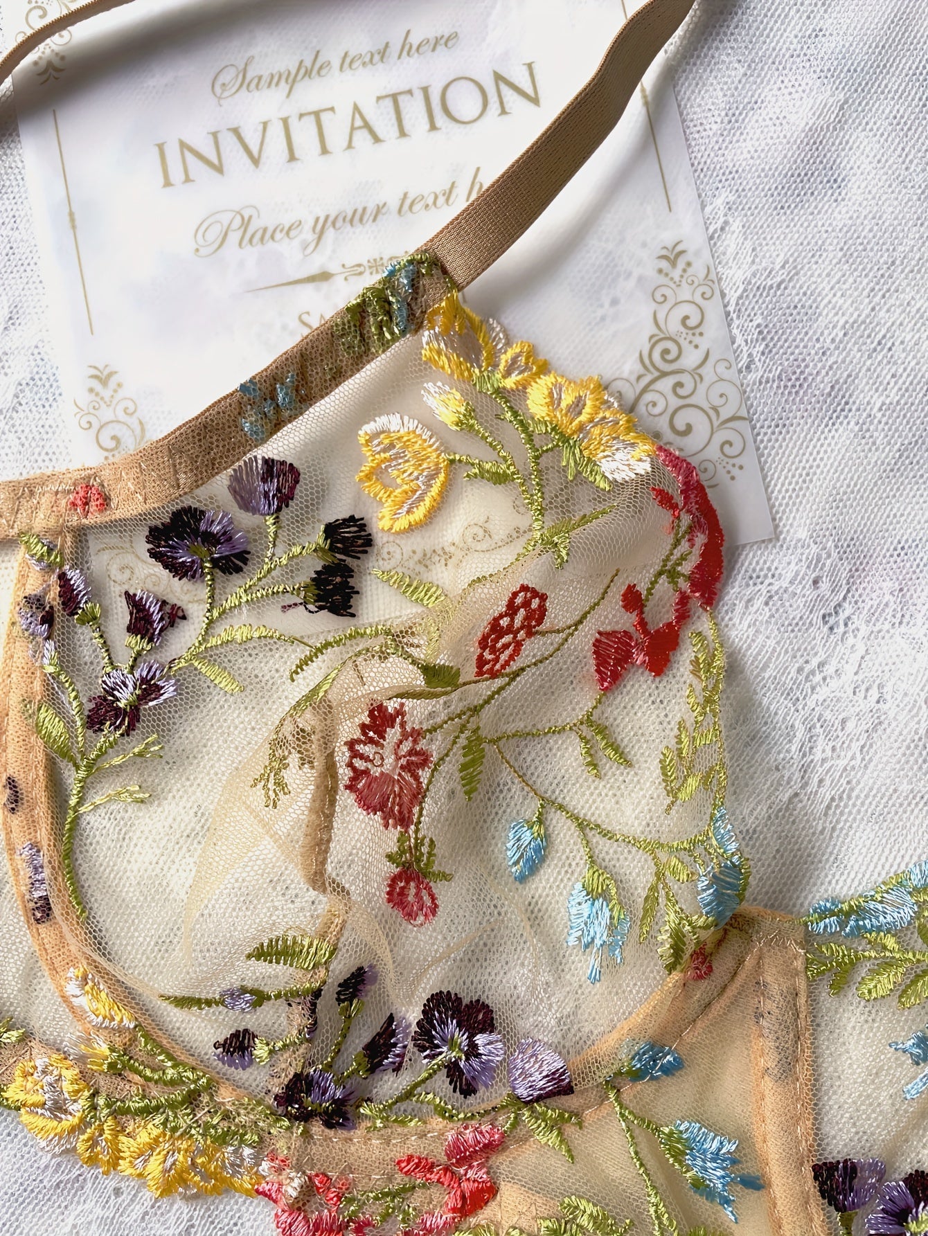 Romantic Luxury Floral Embroidery Lingerie Ensemble