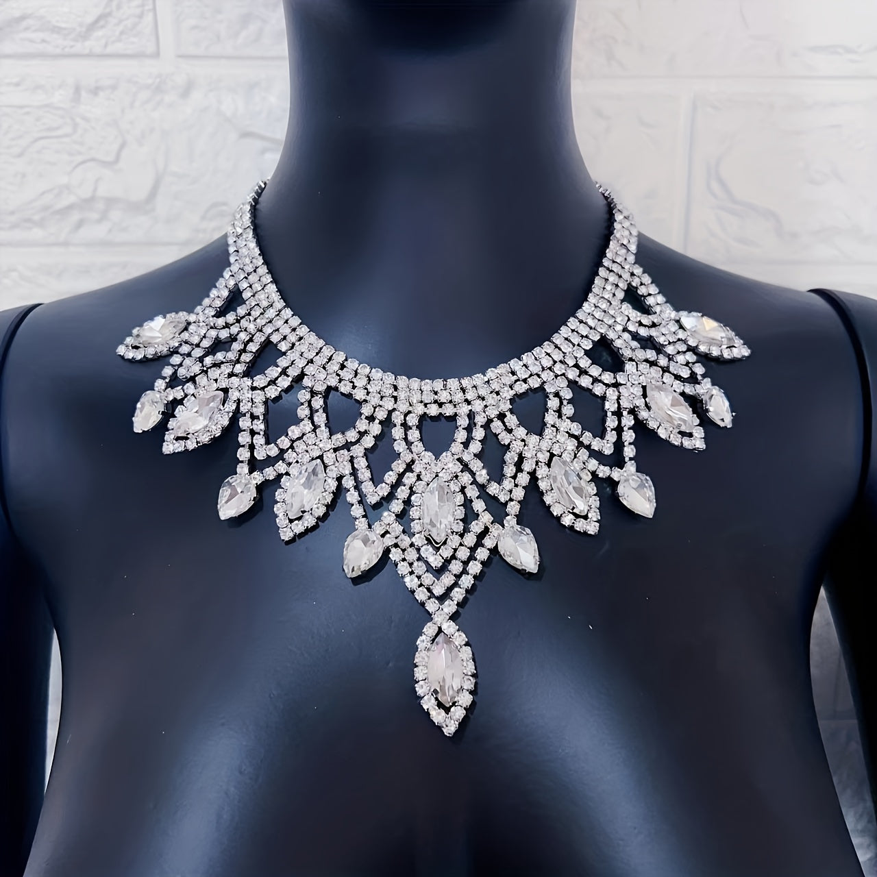 Vibrant Bohemian Crystal Rhinestone Necklace- Handcrafted Ethnic Charm Gold/Whitegold