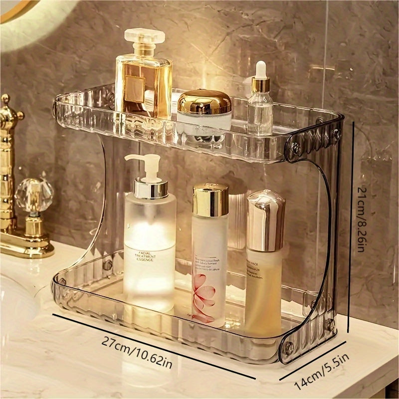Double Layer Bathroom Storage Rack, 2 Tier Bathroom Organizer For Perfumes And Makeups, Skincare