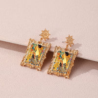 World Famous Vintage Golden Drop Earrings Kiss Oil Painting Jewelry Elegant Luxury