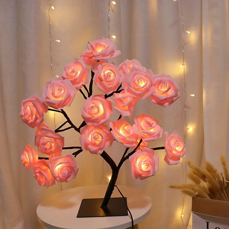 Rose Flower Table Lamps - Romantic Fairy Lights with 24 LEDs