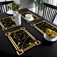 4pcs Luxe Black and Golden Marble Pattern Placemats