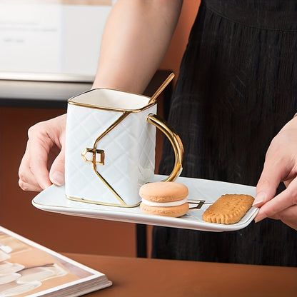 Chic 1-Set Ceramic Tea Cup with Saucer - Bag-Inspired Design - Luxury Afternoon