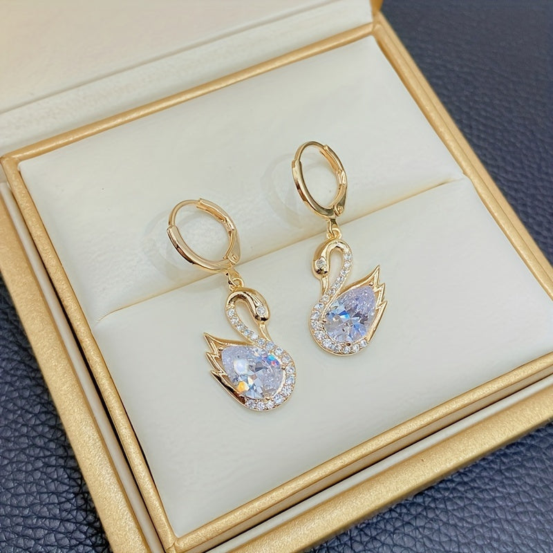 925 Sterling Noble Luxury 2 Fashion Swan pendant earrings