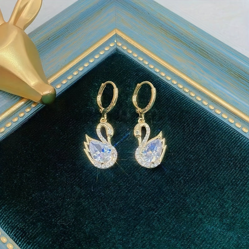 925 Sterling Noble Luxury 2 Fashion Swan pendant earrings