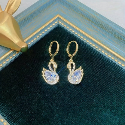 925 Sterling Noble Luxury 2 Fashion Swan pendant earrings