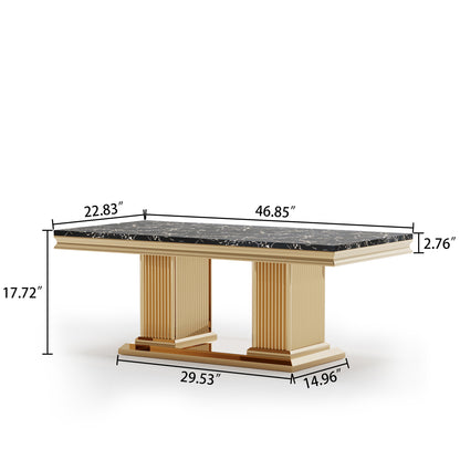47'' Luxury Living Room Center Table with Marble Top. handcrafted high quality