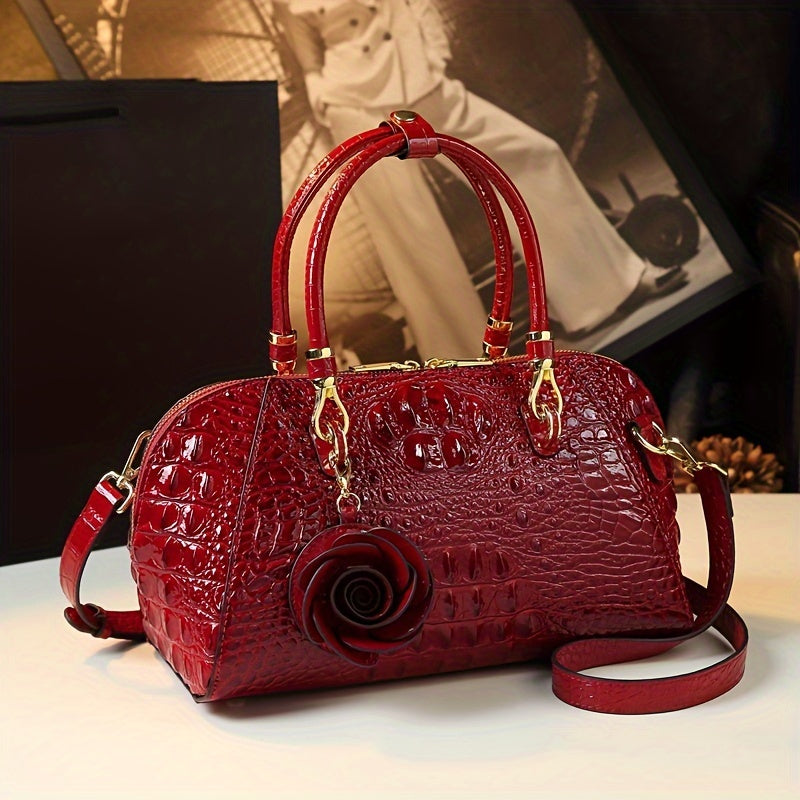 Luxury Top Handle Satchel, Crocodile leather Bag