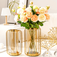 Exquisite Metal-Glass Vase  Luxury Design Handcrafted Iron Art