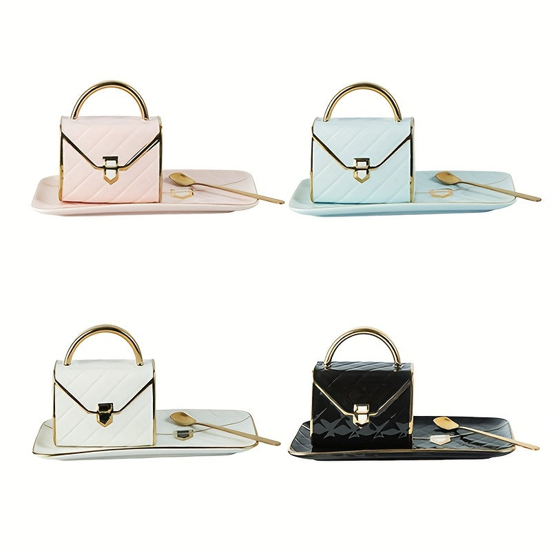 Chic 1-Set Ceramic Tea Cup with Saucer - Bag-Inspired Design - Luxury Afternoon