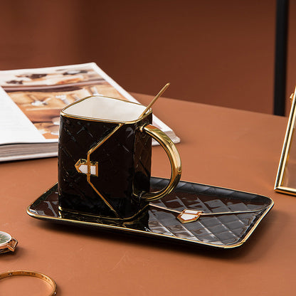 Chic 1-Set Ceramic Tea Cup with Saucer - Bag-Inspired Design - Luxury Afternoon