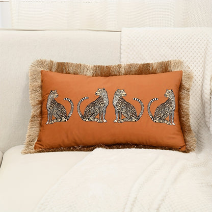 Luxury Meets Comfort: Elegant Dutch Leopard Throw Pillow