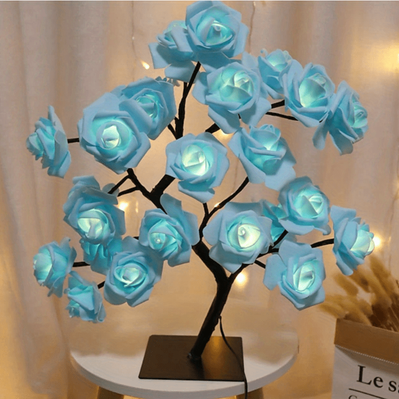 Rose Flower Table Lamps - Romantic Fairy Lights with 24 LEDs