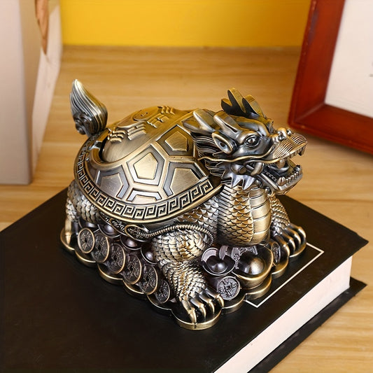 Exquisite Vintage Dragon Turtle Ashtray with Lid Handcrafted