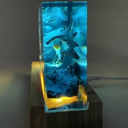 Unique Handmade Shark & Jellyfish Resin Lamp