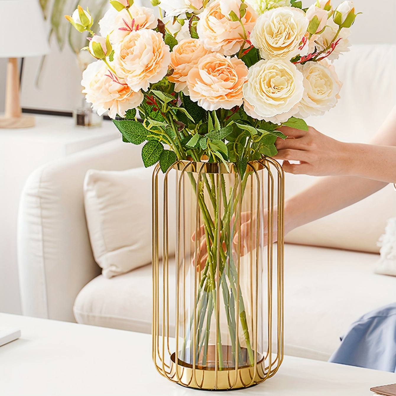 Exquisite Metal-Glass Vase  Luxury Design Handcrafted Iron Art