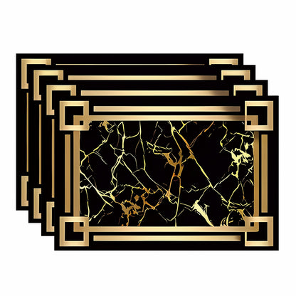 4pcs Luxe Black and Golden Marble Pattern Placemats