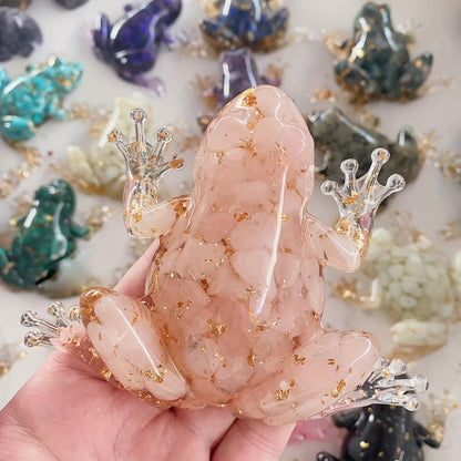 Sparkling Crystal Resin Frog Ornament Handcrafted Table